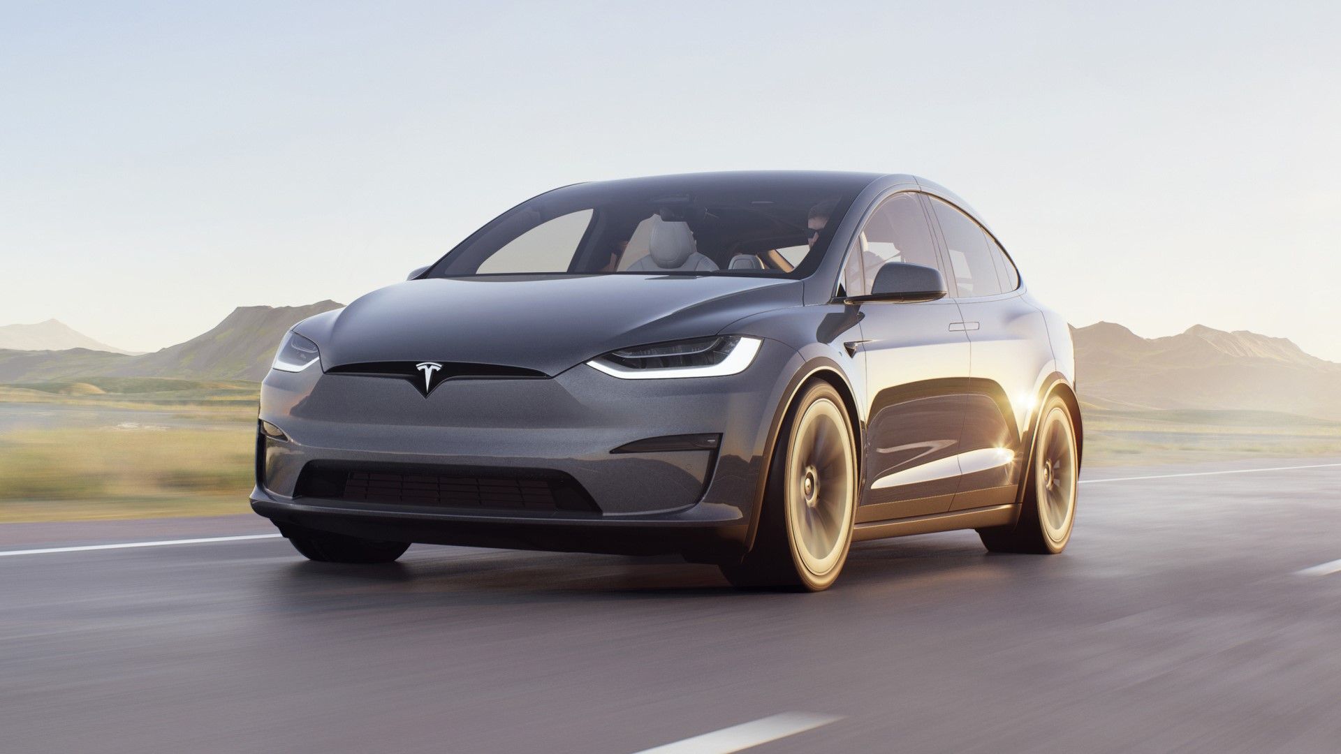 Gray Tesla Model X front-quarter