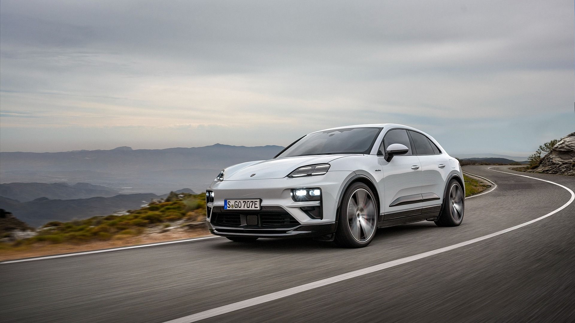 A 2024 Porsche Macan Turbo EV on the road