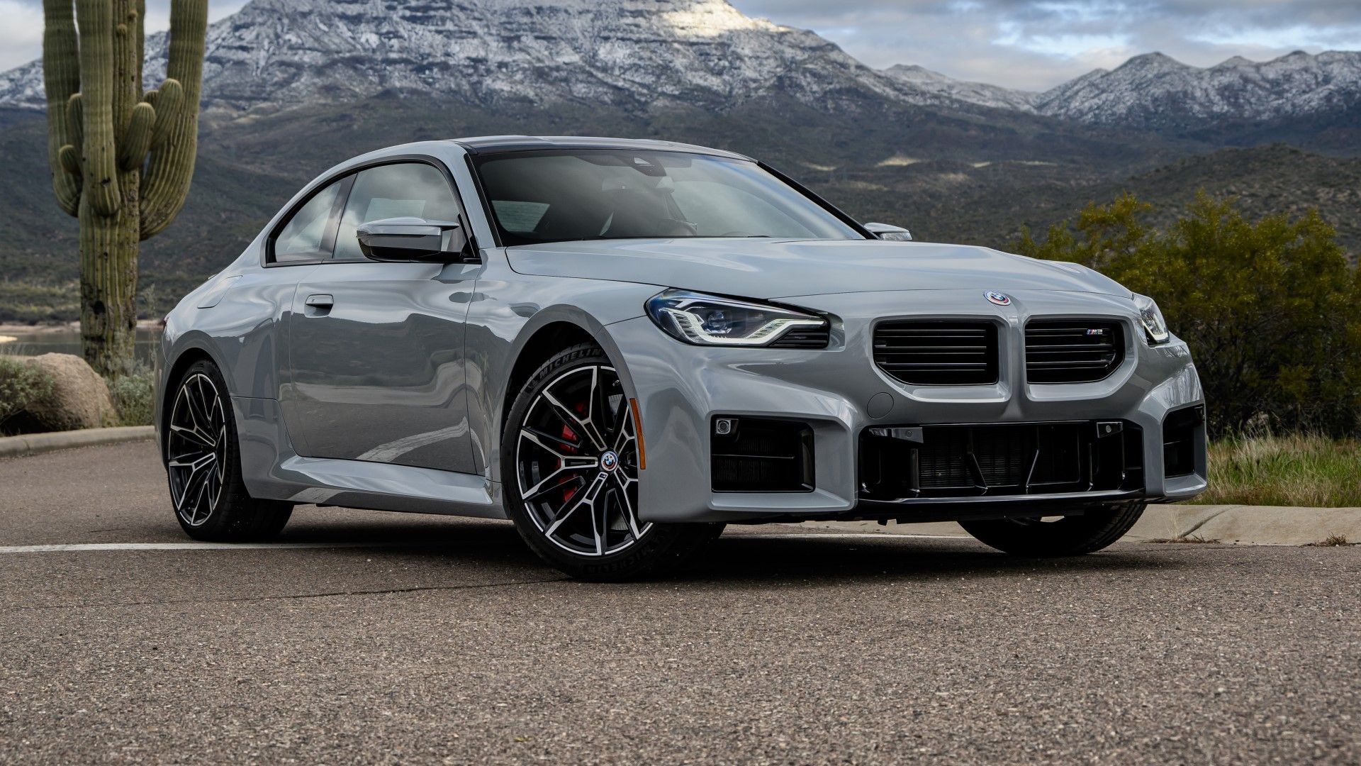 Gray 2024 BMW M2 front-quarter