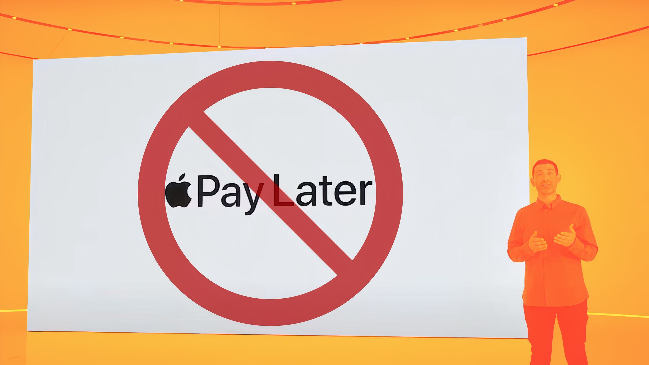 apple pay later keynote presentation with no entry sign