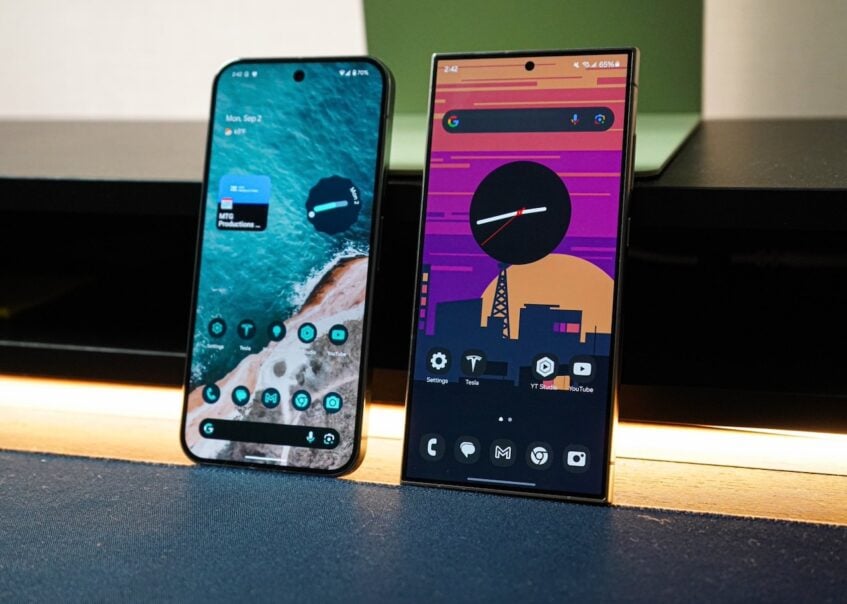 Pixel 9 Pro XL beside Galaxy S24 Ultra