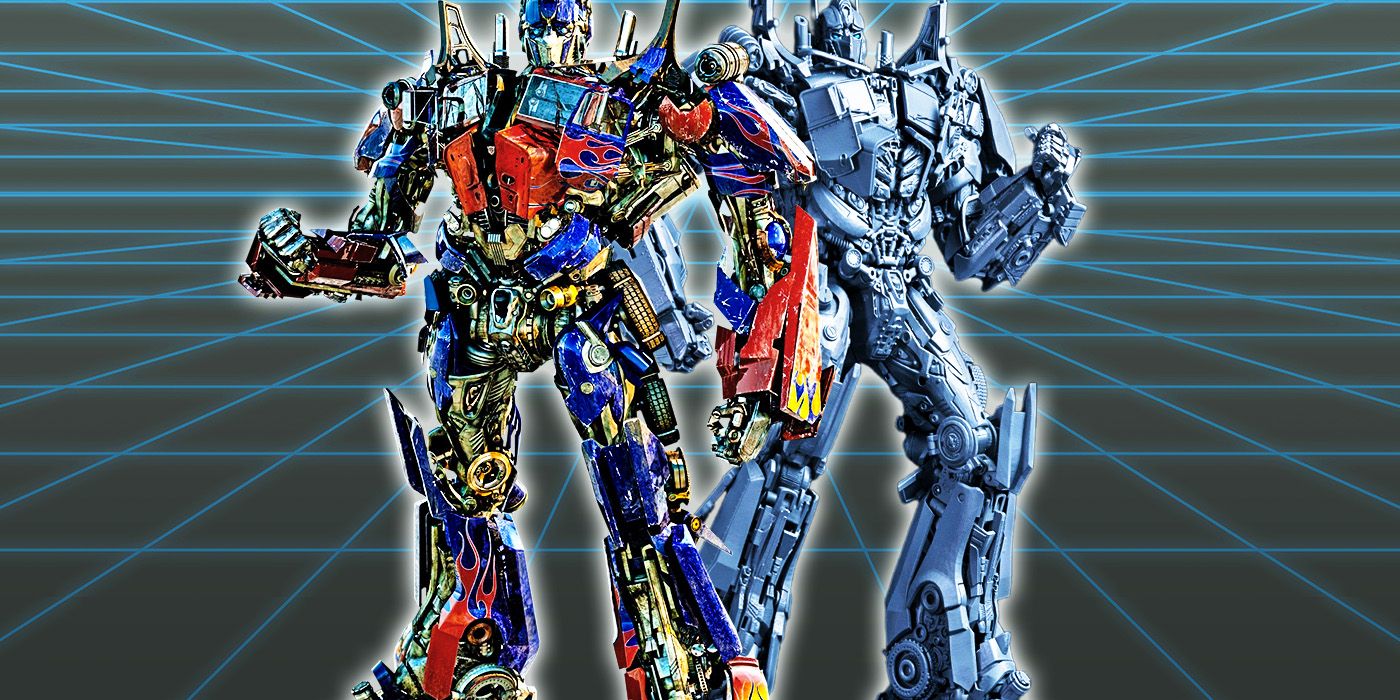 Unique Toys Optimus Prime Figure prototype next to the Transformers movie design.