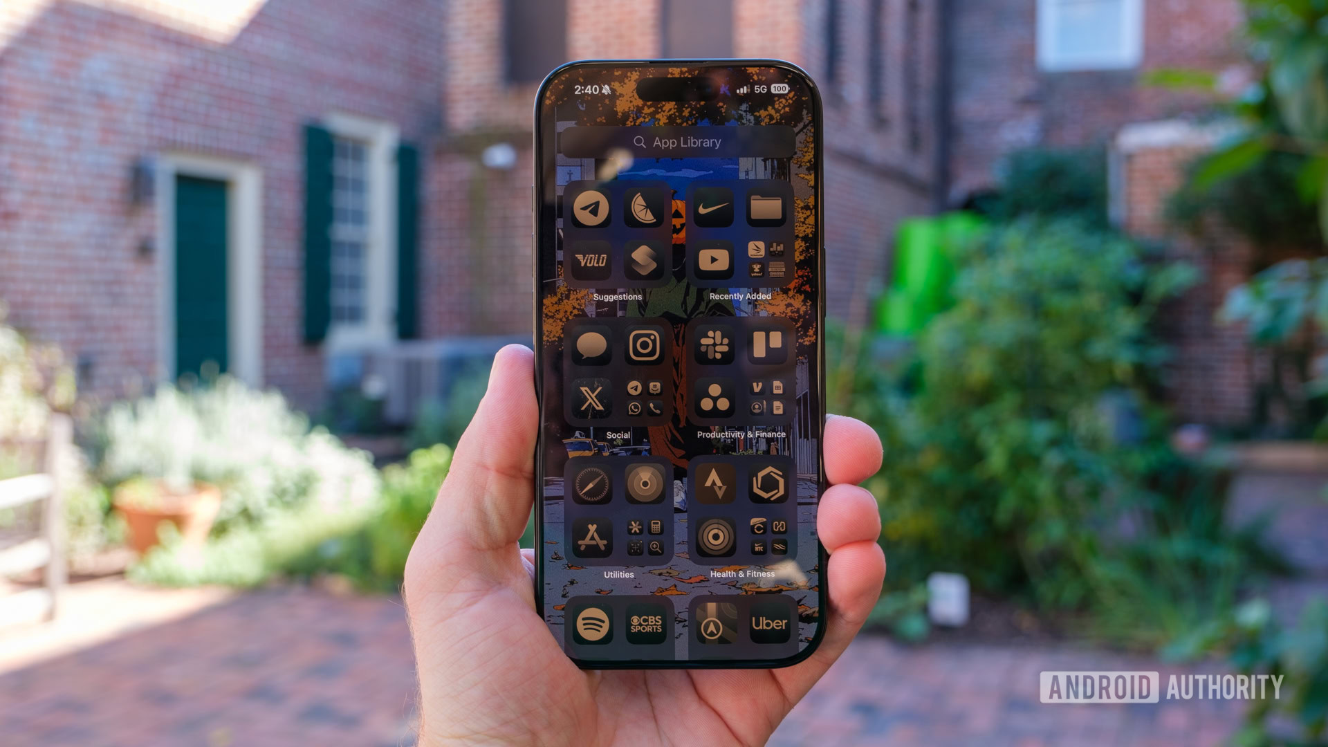 iPhone 16 Pro app library in hand