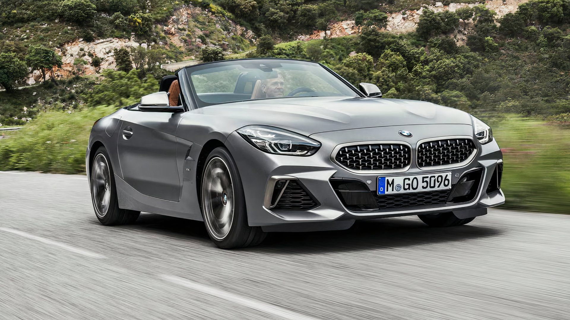 2020 BMW Z4 in silver driving along country road