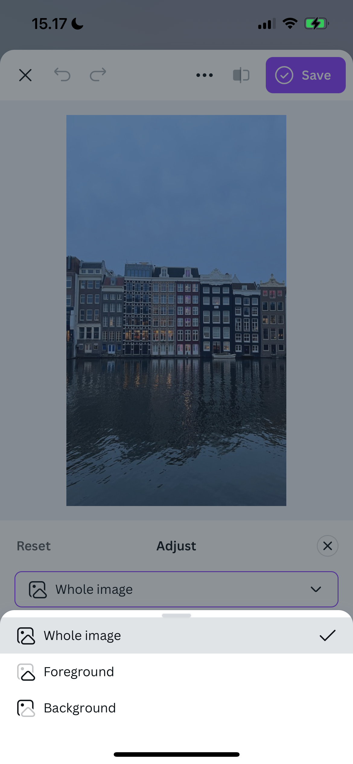 Choose the part of the image you want to edit in Canva