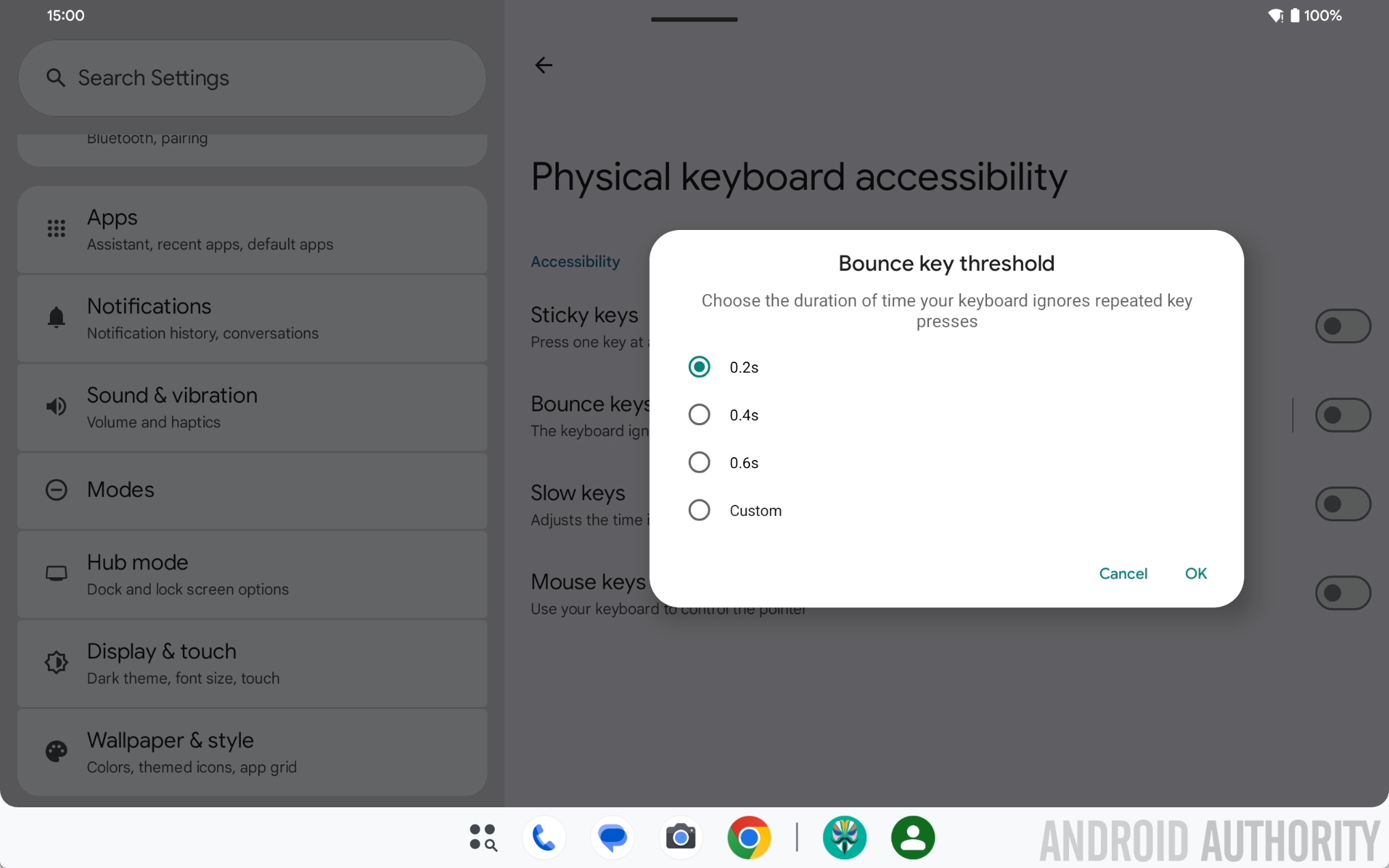 Android 15 QPR2 Beta 1 bounce keys threshold customization 2