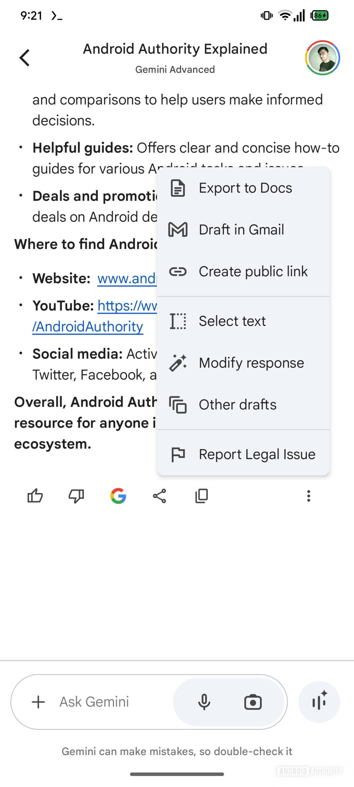 Google app Current Gemini menus (2)