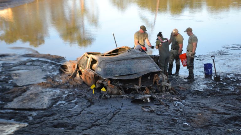 The remains of the car in the pond.
Pic: Camden County Sheriff's Office.