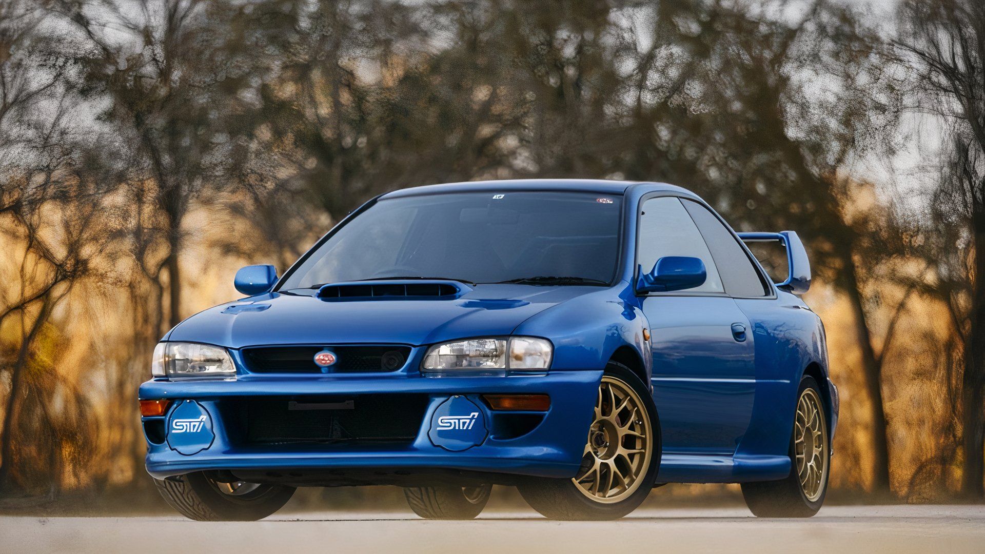 3/4 front view of 1998 Subaru Impreza 22B STi