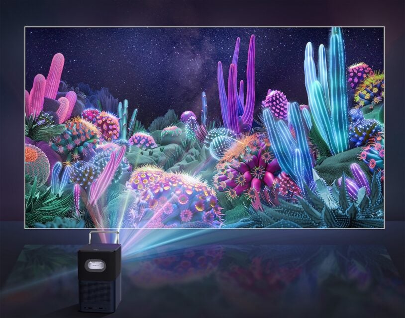 TCL Projector A1 displaying a colourful cactus landscape