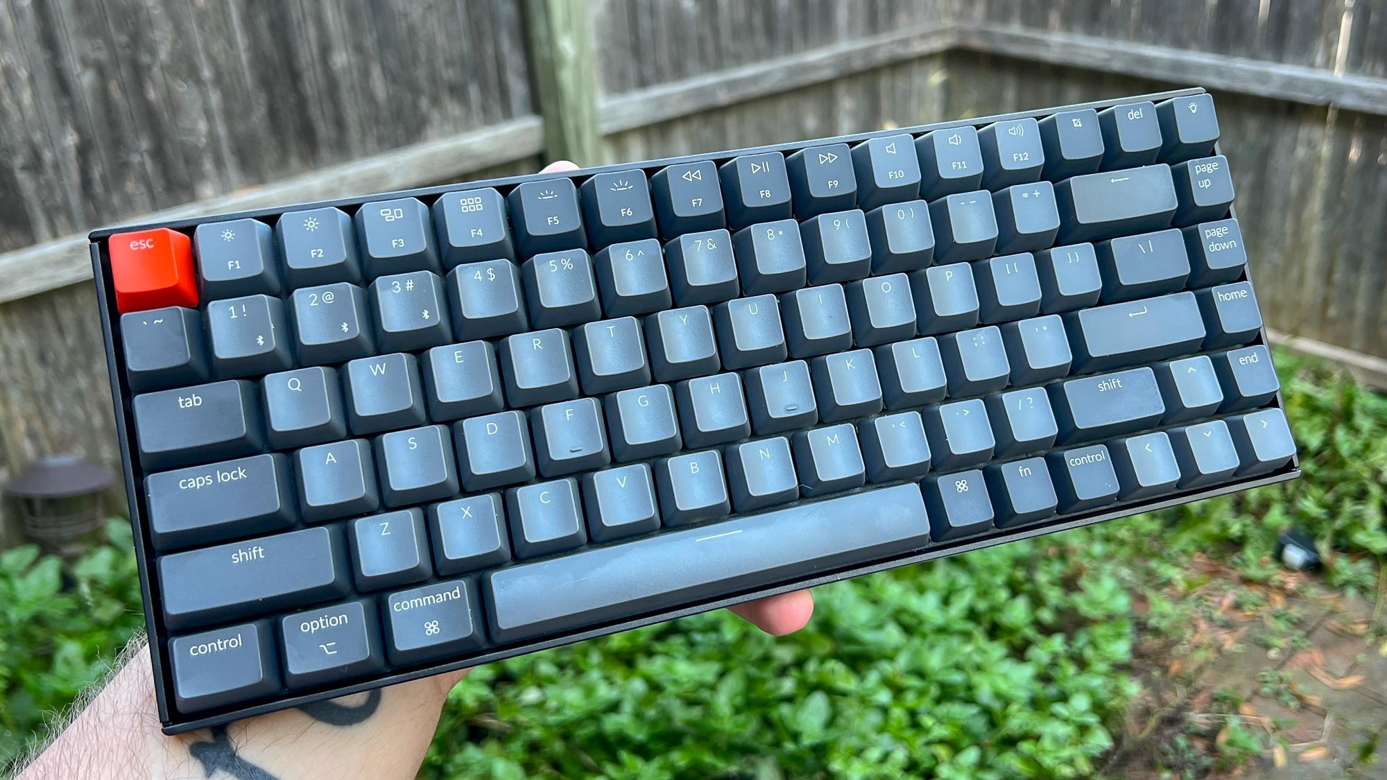 keychron k2 mechanical keyboard in hand