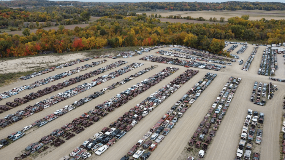 A legendary junkyard holds around 1,500 classic cars in various states of disrepair