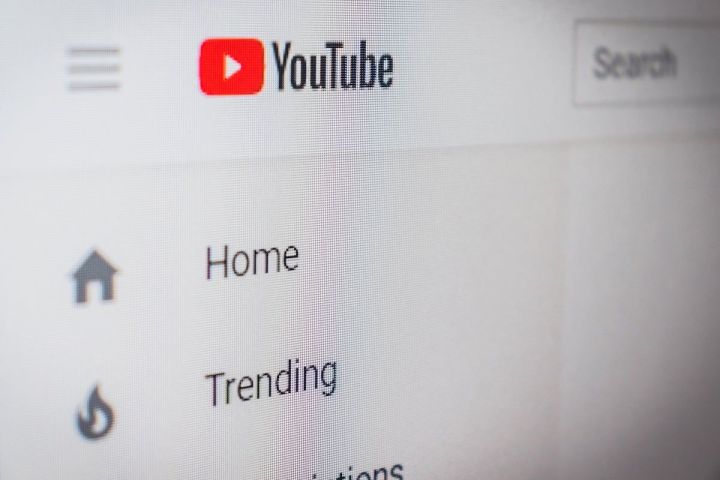 YouTube logo on top-left corner of home screen