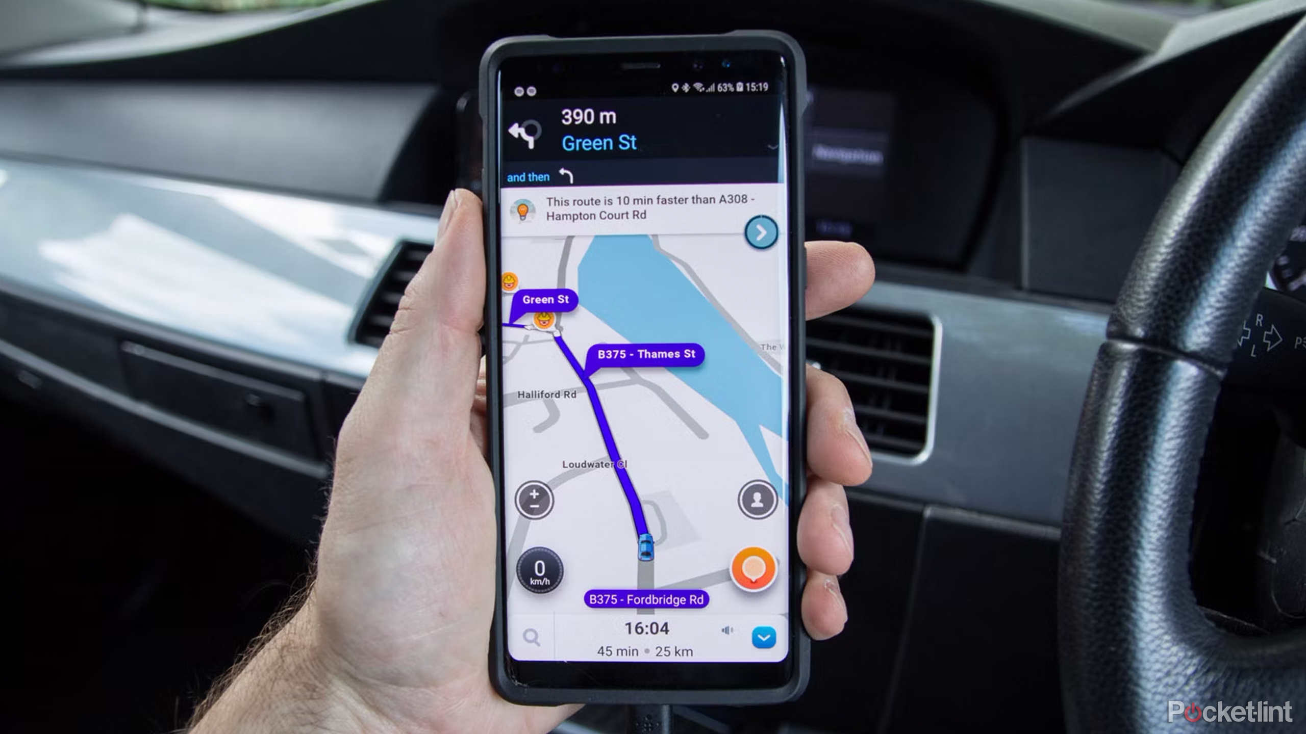 using waze app in car