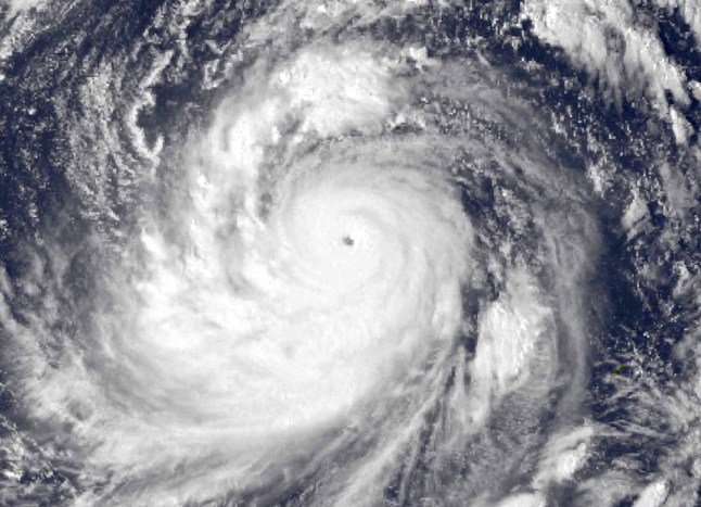 The VISSR instrument onboard the JMA GMS-1 satellite captured this visible image of Super Typhoon Tip on October 12, 1979, at 05:33 UTC (14:33 JST). At the time this image was captured, Tip had maximum 1-minute sustained wind speeds of 190 mph (305 km/h), and its minimum central pressure was 870 mb.