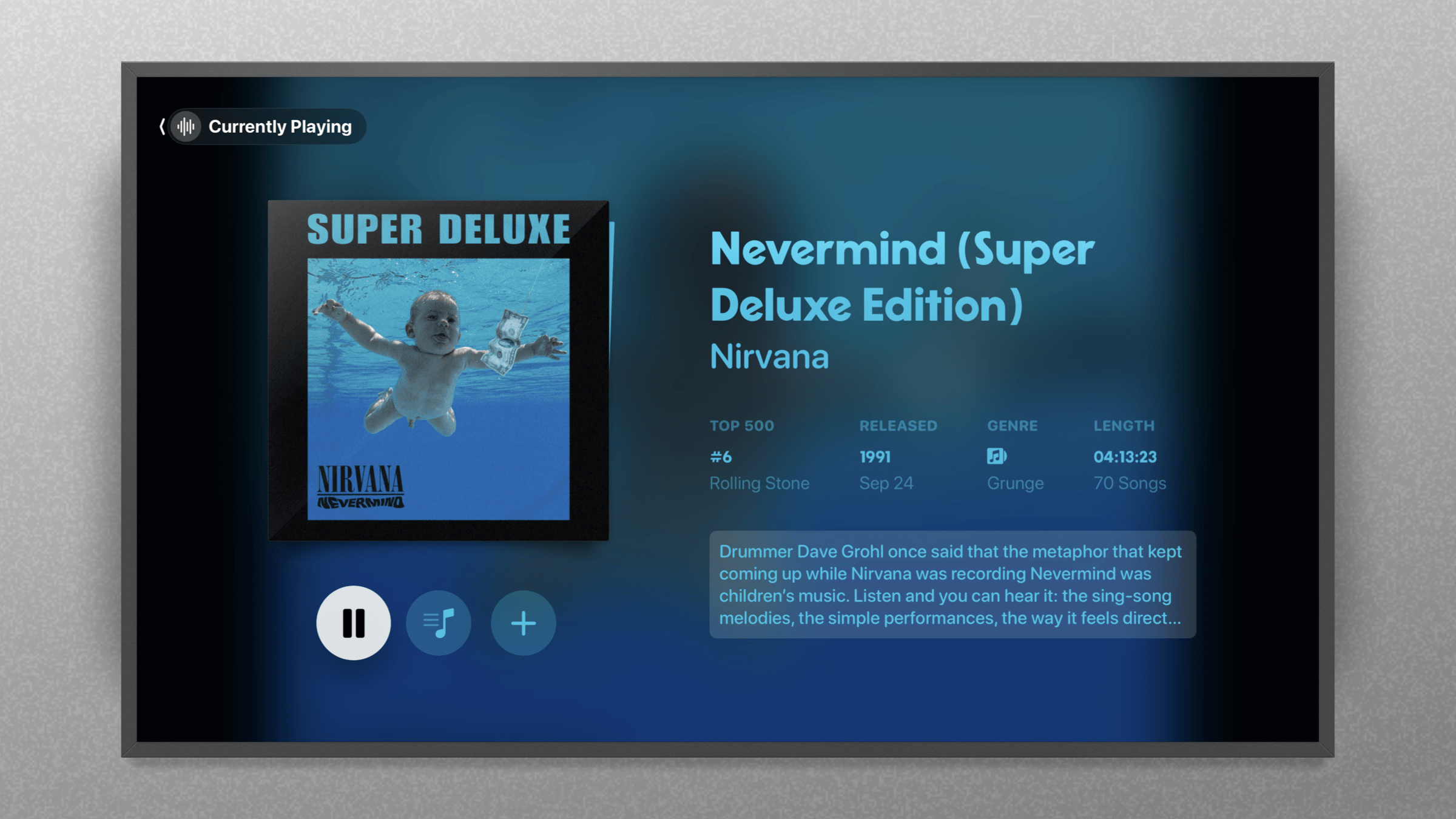 NowPlaying for Apple TV encourages you to listen to entire albums