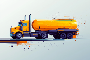 Artistic render of a Rig and tanker transporting on road showing Opportunities in Specialty Chemical Transportation