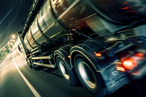 Render of a Rig and tanker transporting on road