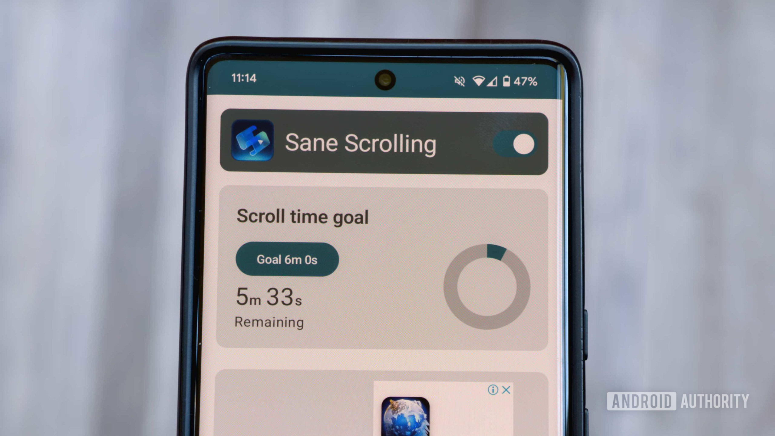 The Sane Scrolling app on a Pixel phone.