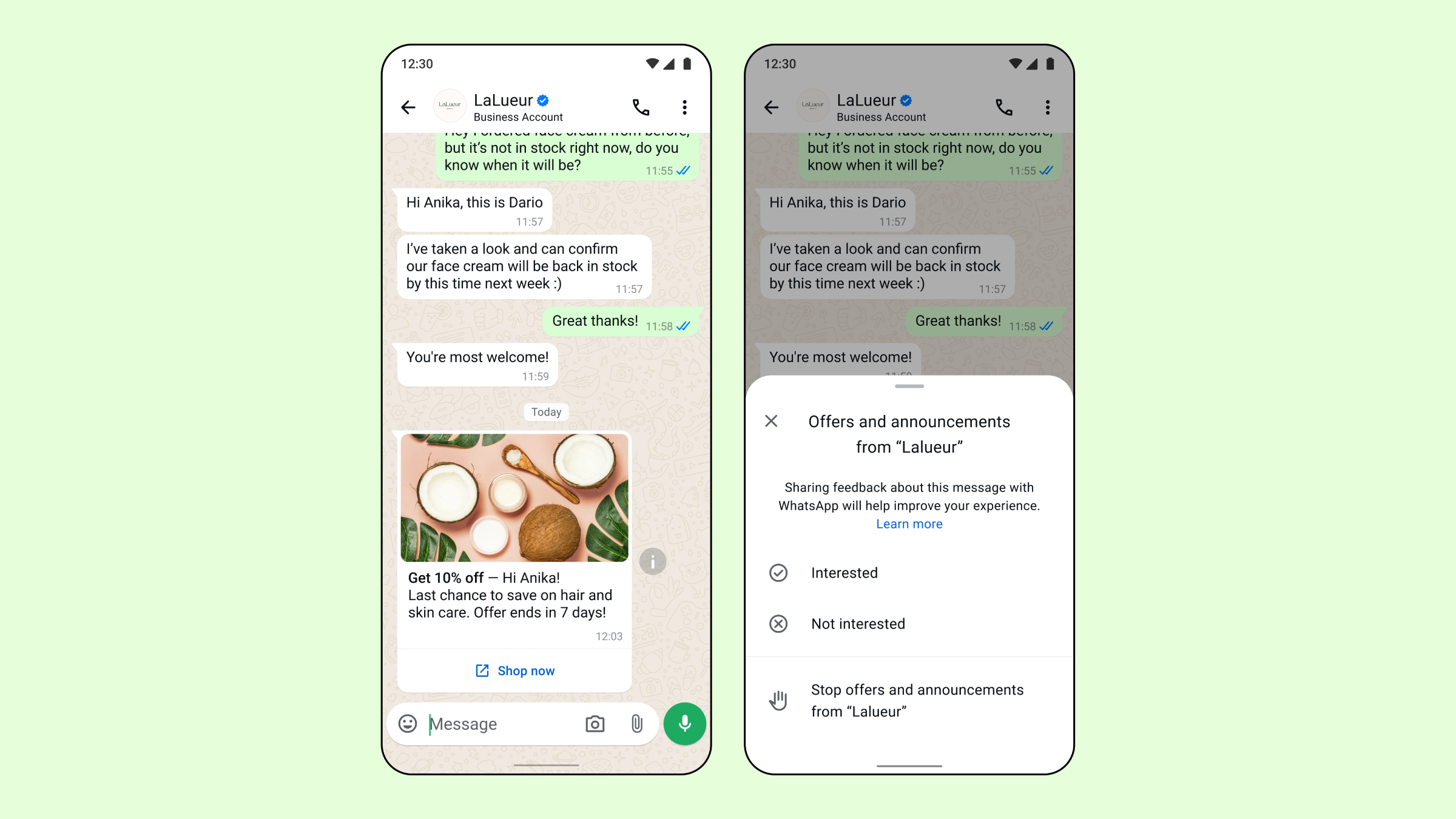 WhatsApp marketing controls