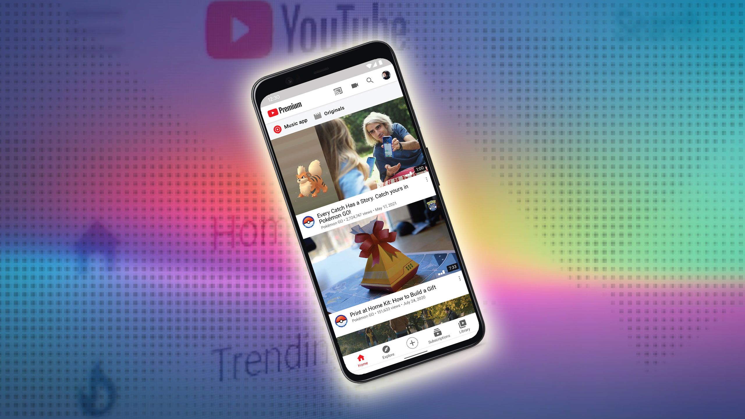 An iPhone with YouTube Premium on the screen. 