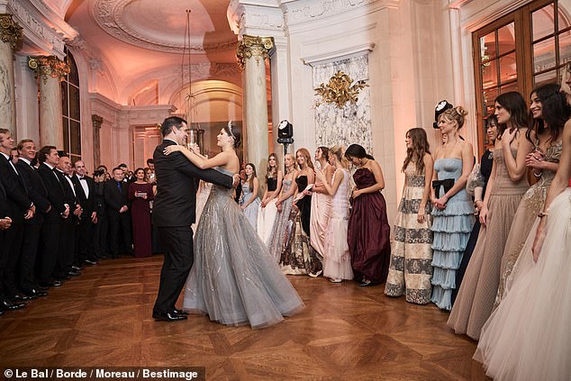 Pictured: Princess Eugenie de Bourbon, 17, dancing with her father Prince Louis de Bourbon during the ball