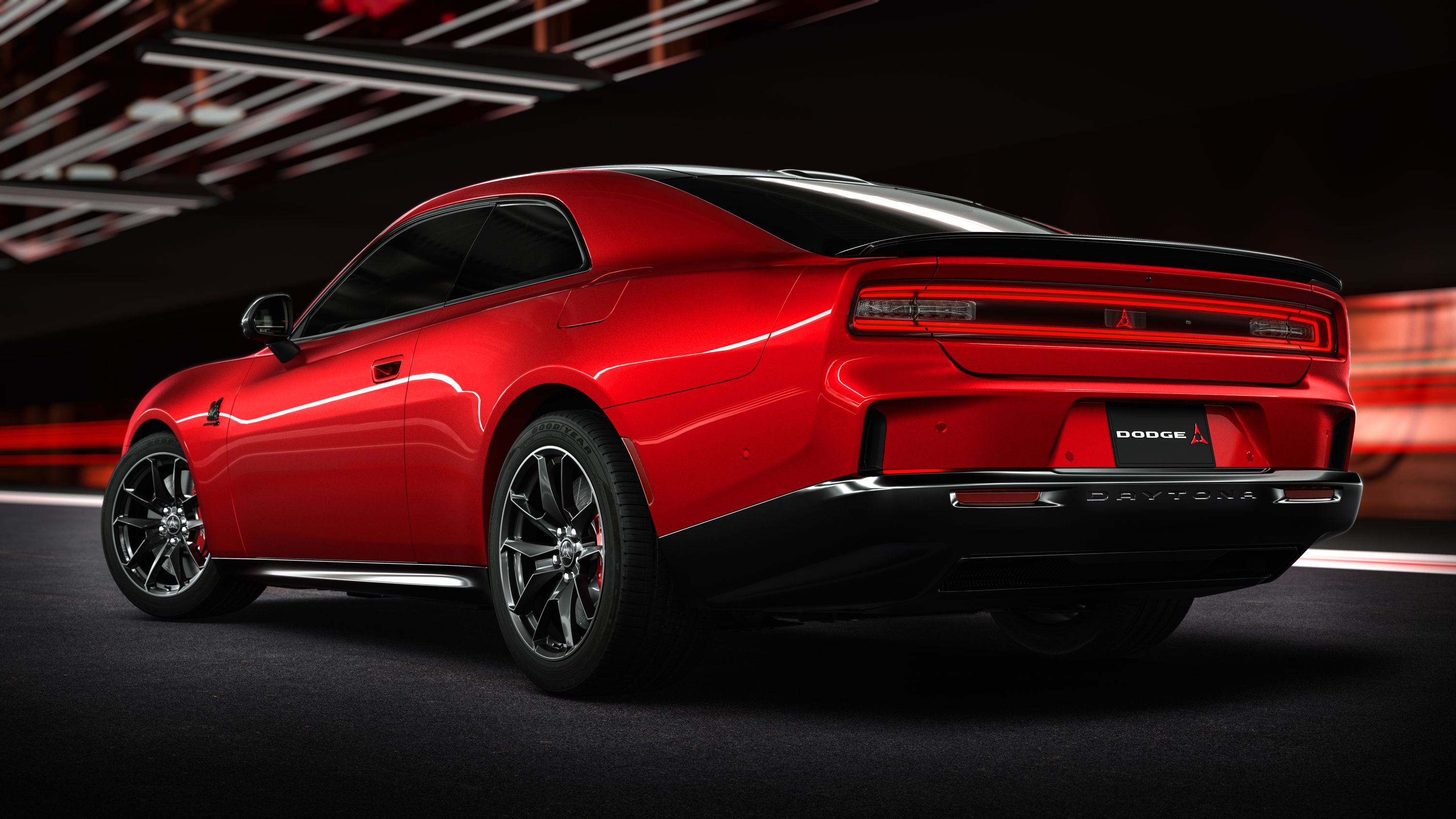 Dodge Charger Daytona EV rear 3/4 studio shot