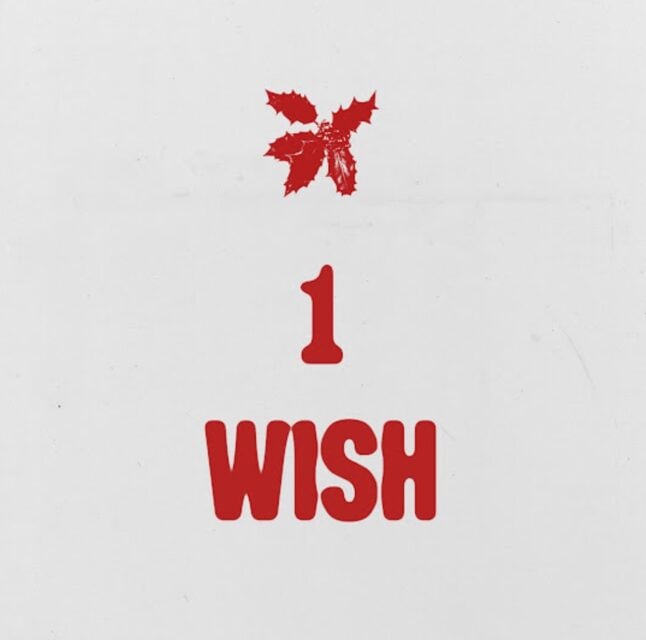 1 Wish text printed in red color on off-white background