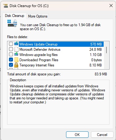 Windows disk cleanup