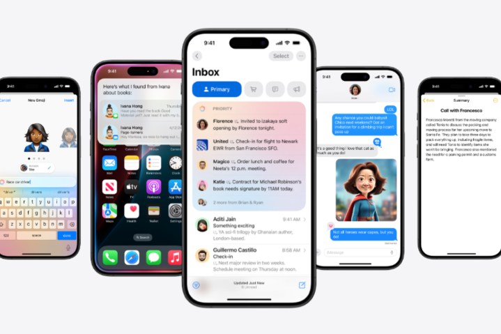 Screenshots of Apple Intelligence features in iOS 18.