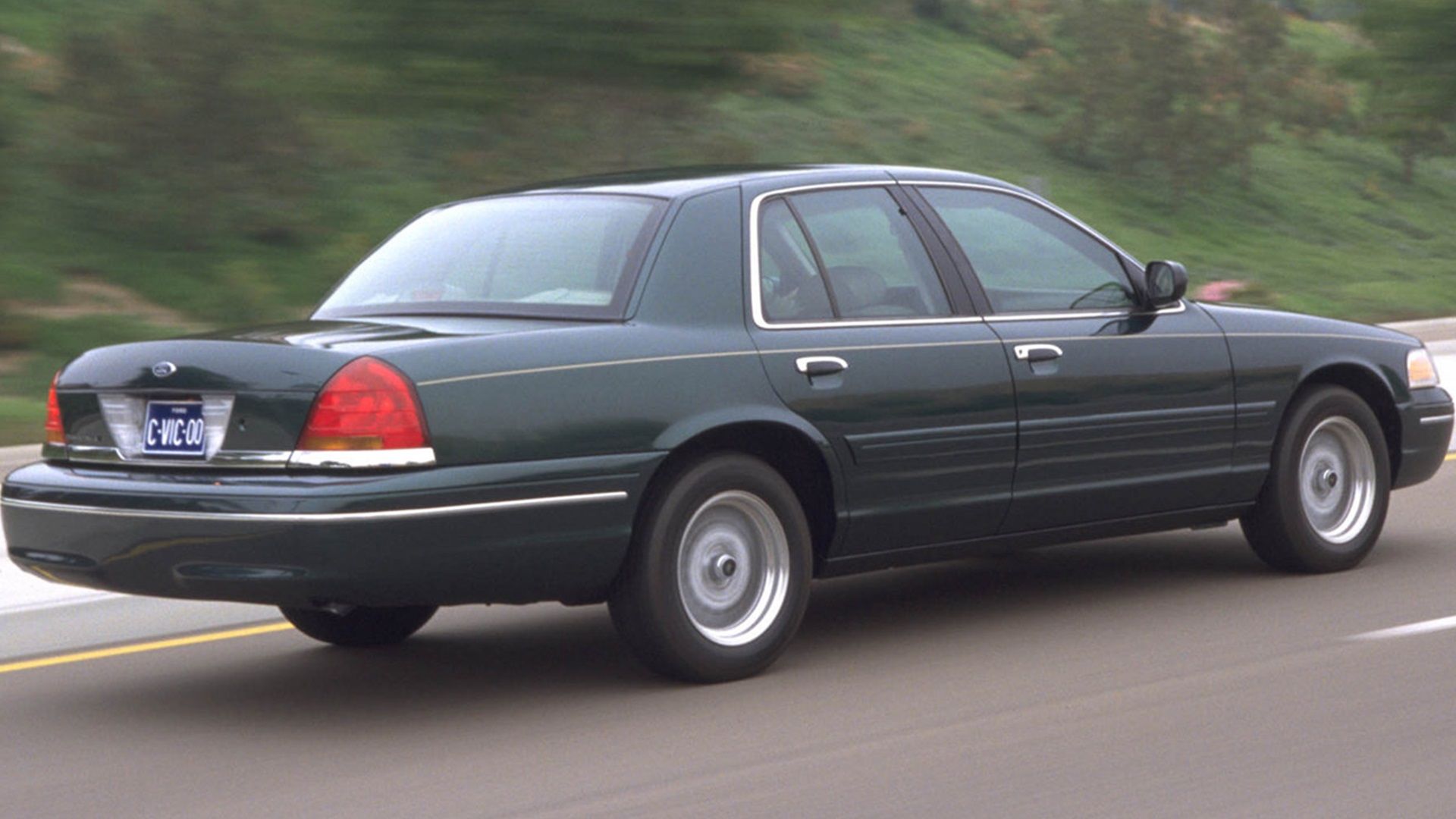 Black 2000 Ford Crown Victoria rear