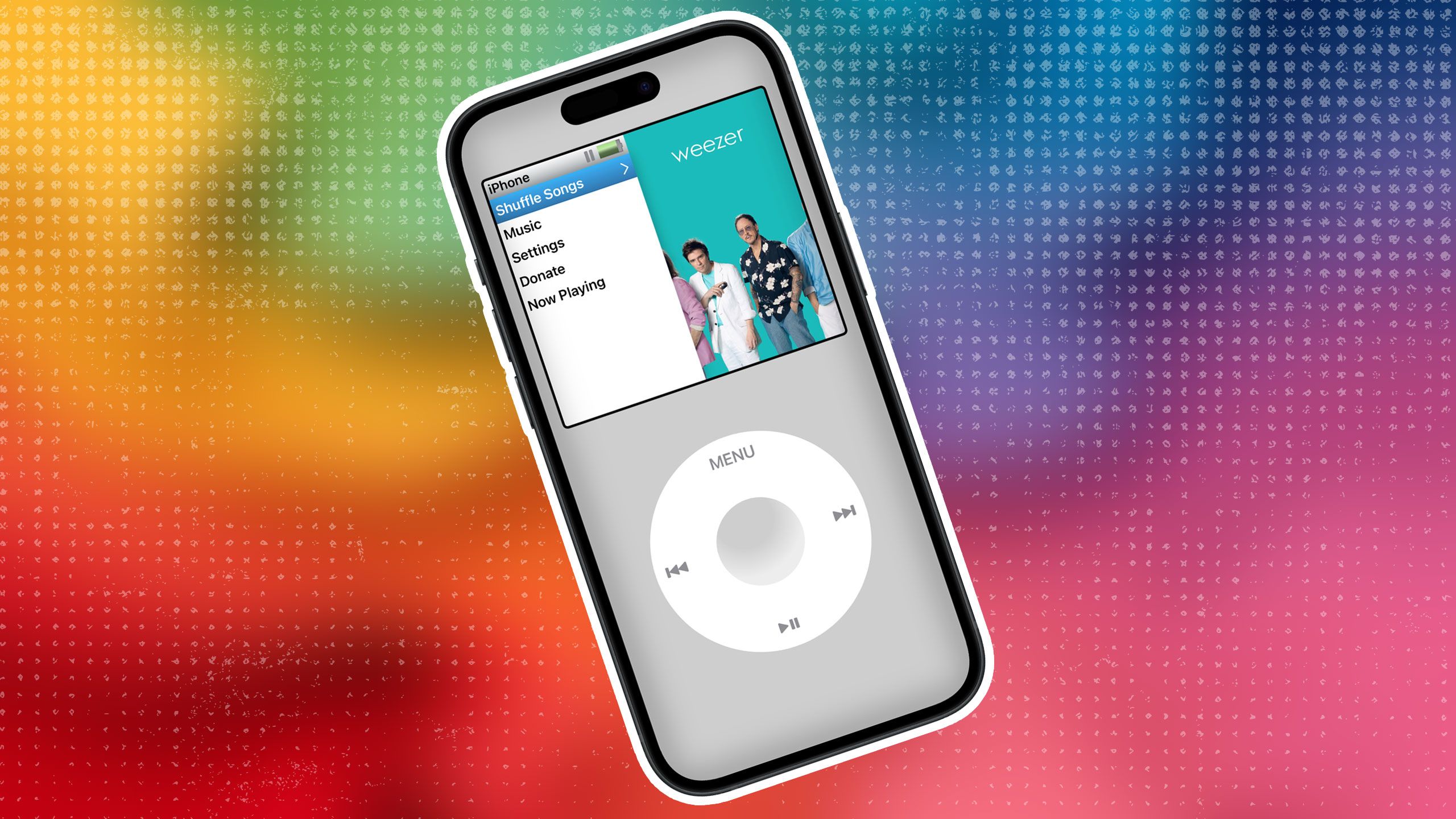 A rendering of an iPod Classic on an iPhone. 