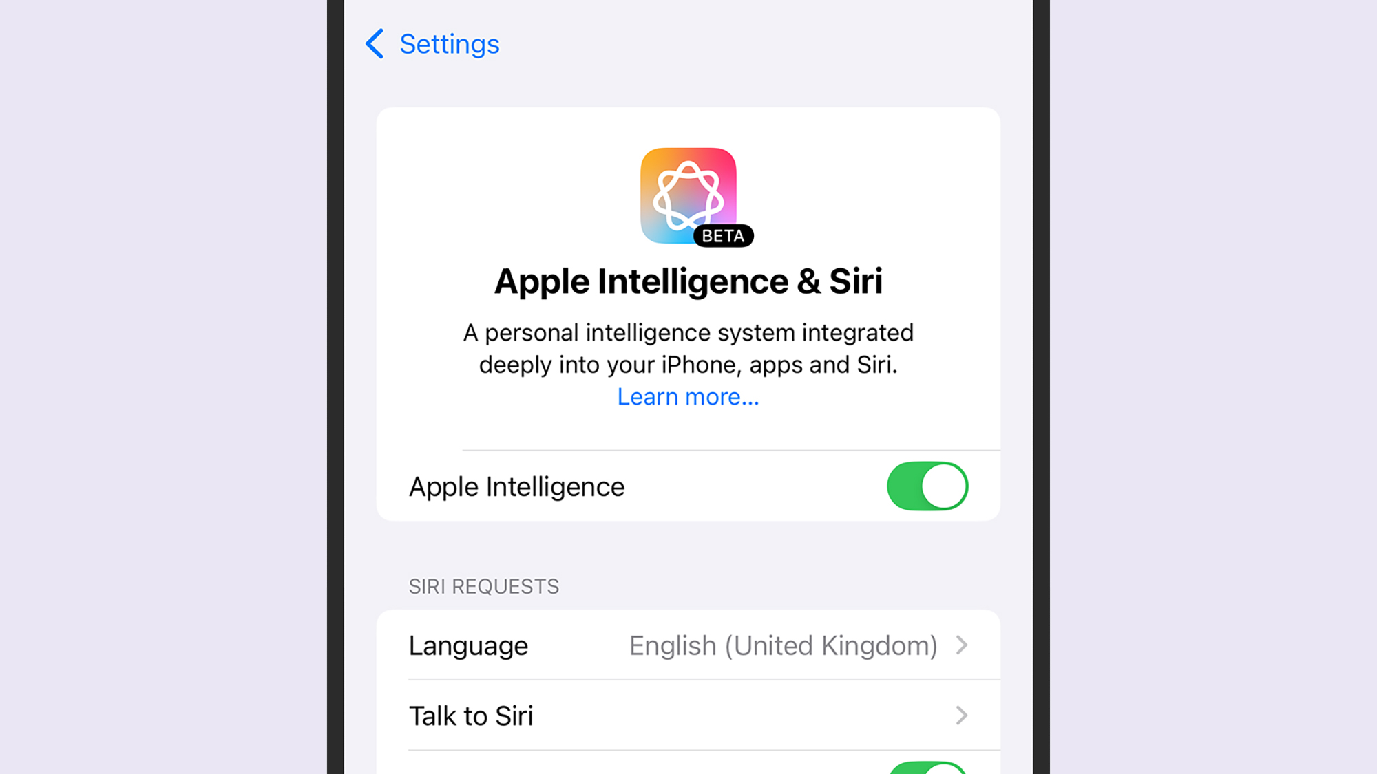 apple intelligence and siri options