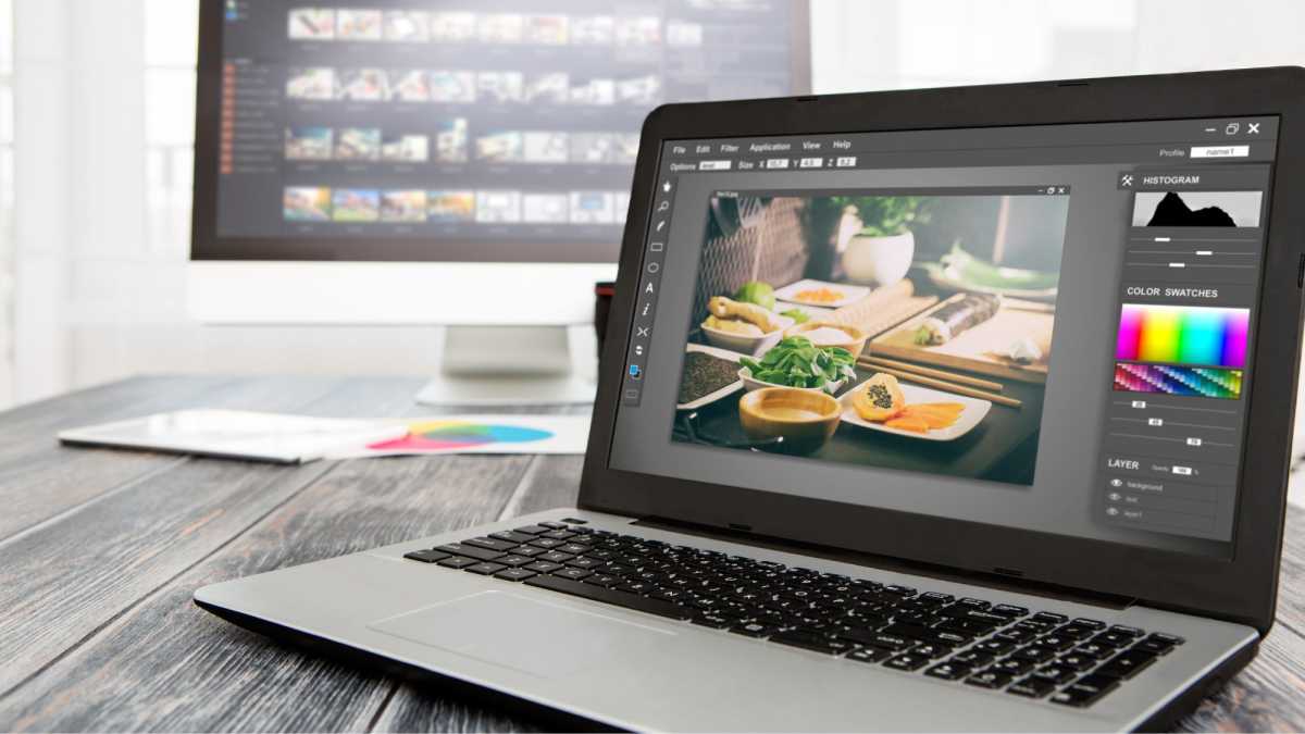 Laptop with image editing software