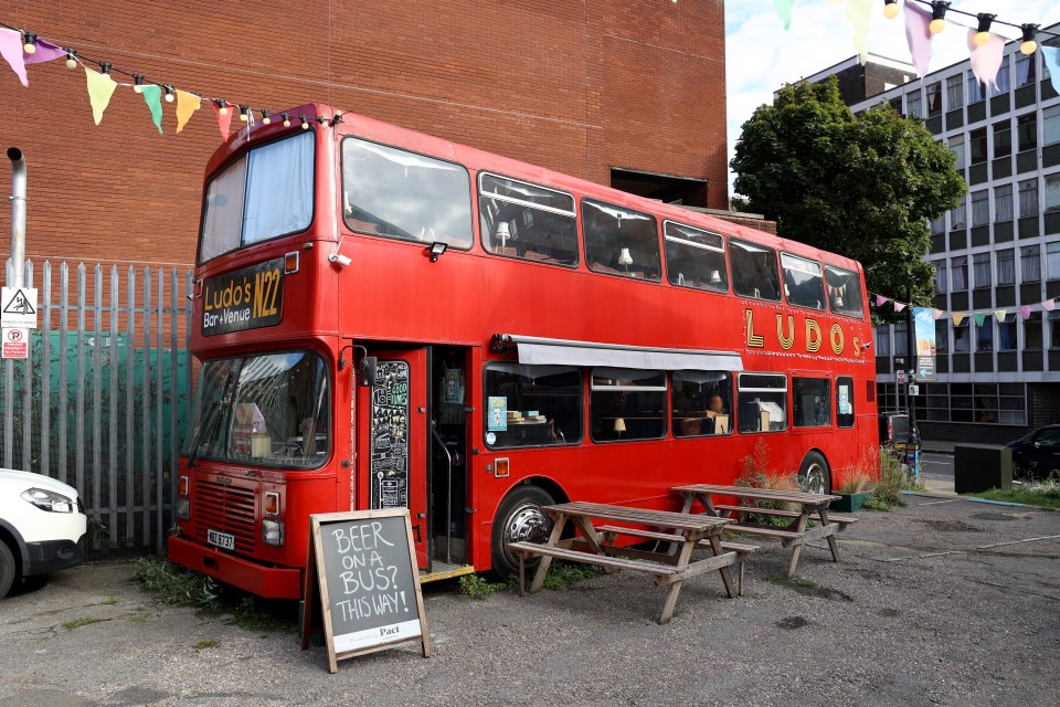 Seating is featured both inside and outside the venue