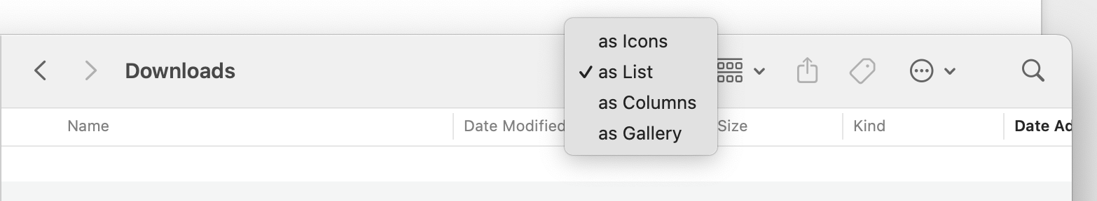 A screenshot of views in macOS Finder.