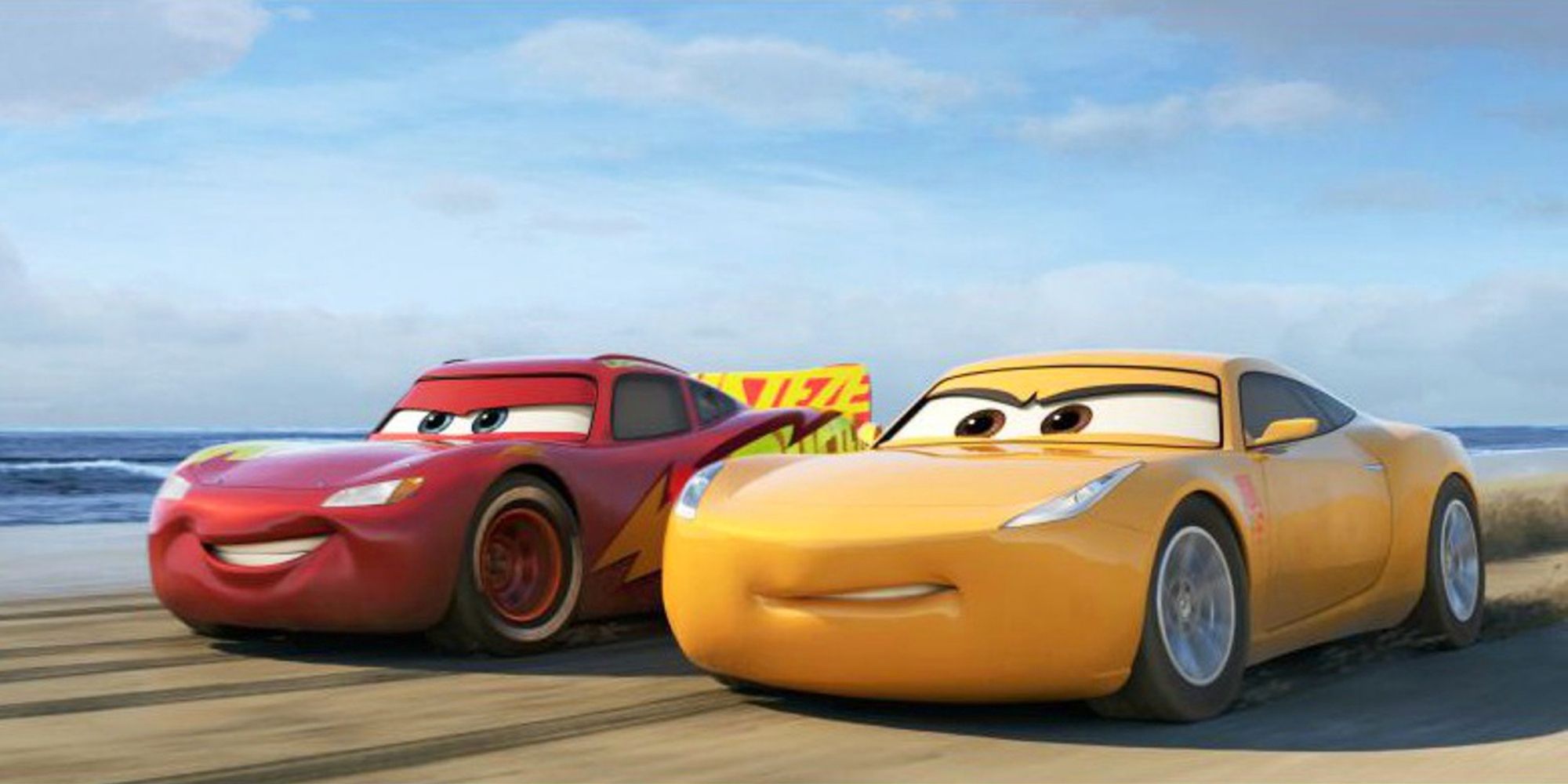 Lightning McQueen and Cruz Ramirez driving in Cars 3