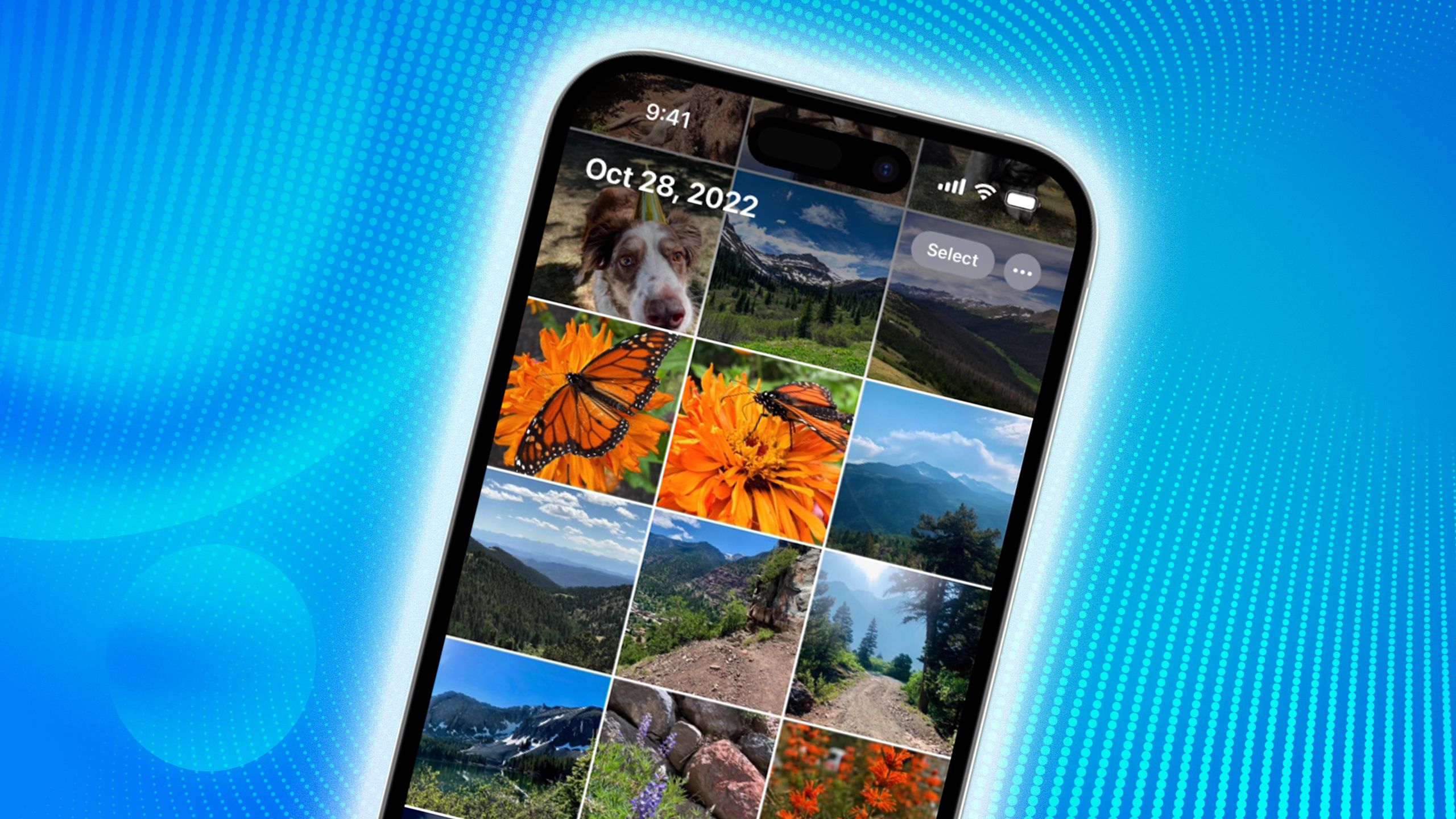 An iPhone with photos on it. 