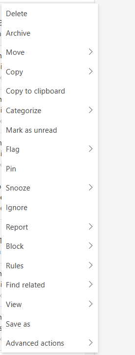 Pin function, Outlook