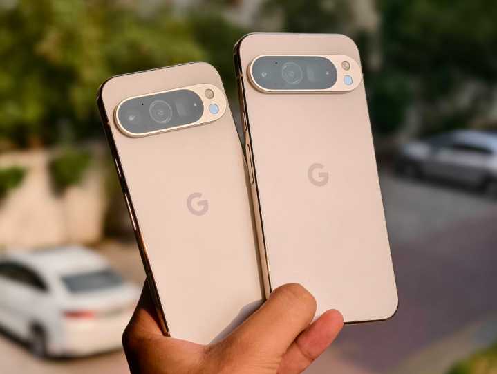 Google Pixel 9 Pro and Pixel 9 Pro XL in hand.