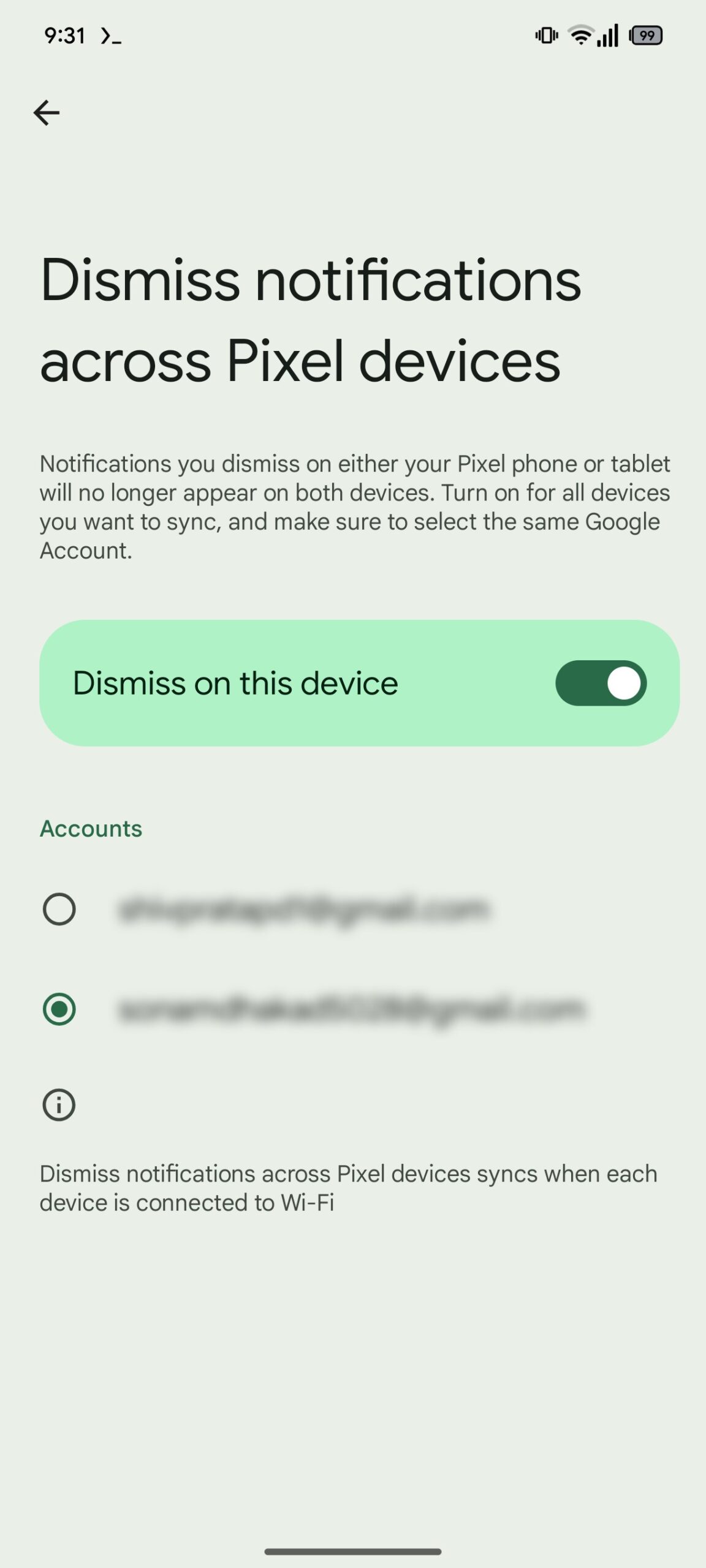 dissmiss notification sync data 1