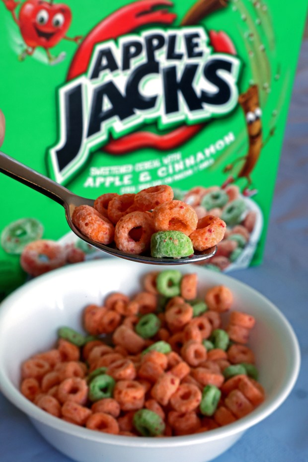 Apple Jacks cereal. (Staff Photo By Stuart Cahill/Boston Herald)