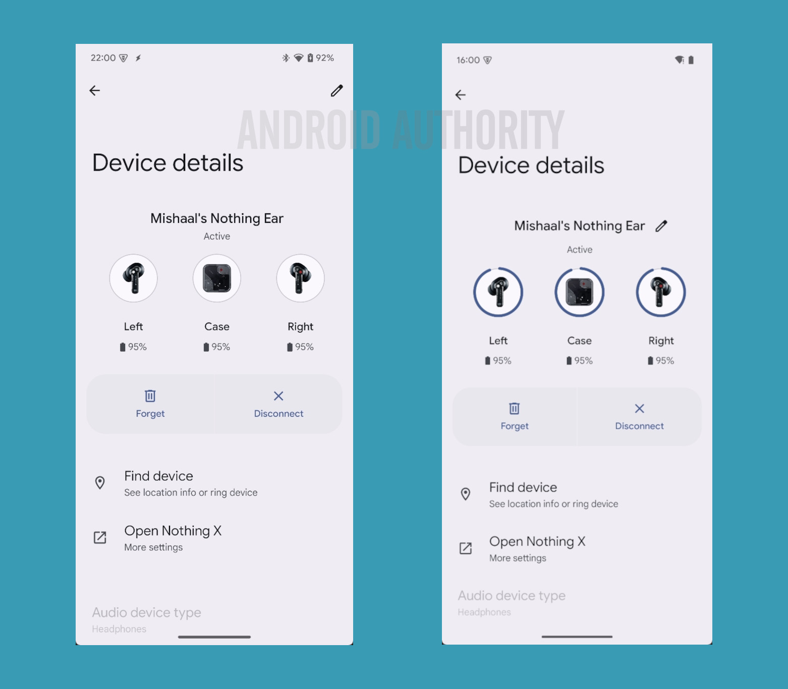 Battery ring around icons in Bluetooth device details