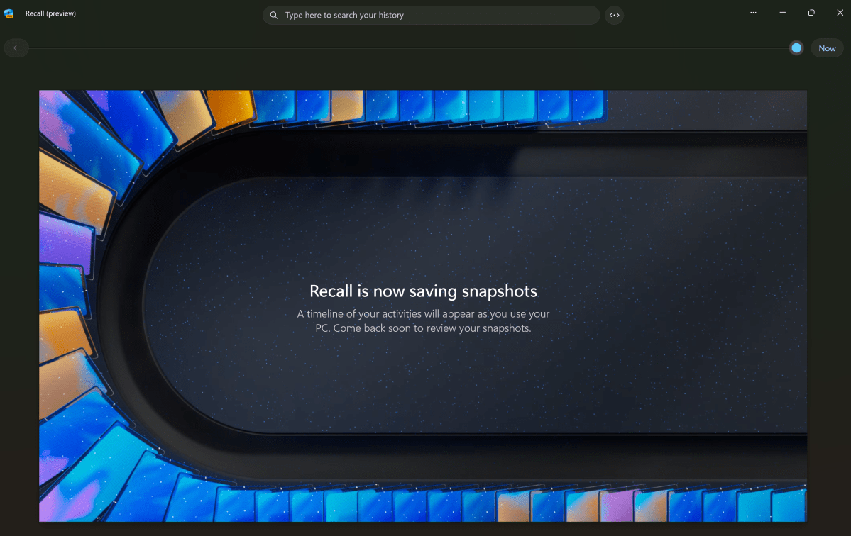 Microsoft Recall now saving snapshots