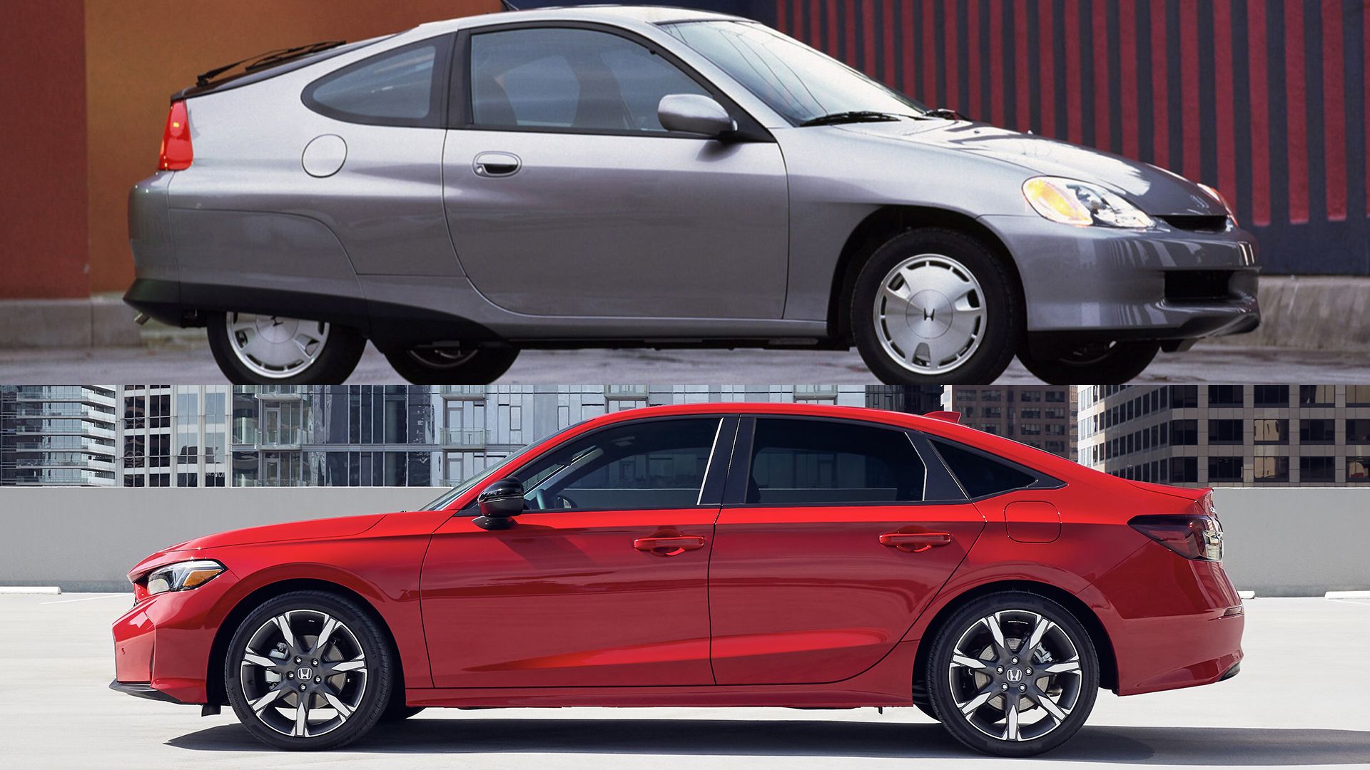 Honda Insight and Civic Hybrid side