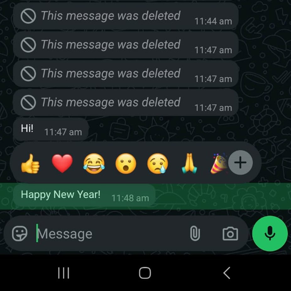 WhatsApp Party Popper Default Emoji Reaction