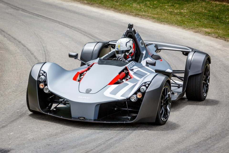 The peculiar BAC Mono is pictured at the 2017 Goodwood Festival of Speed, Sussex, UK