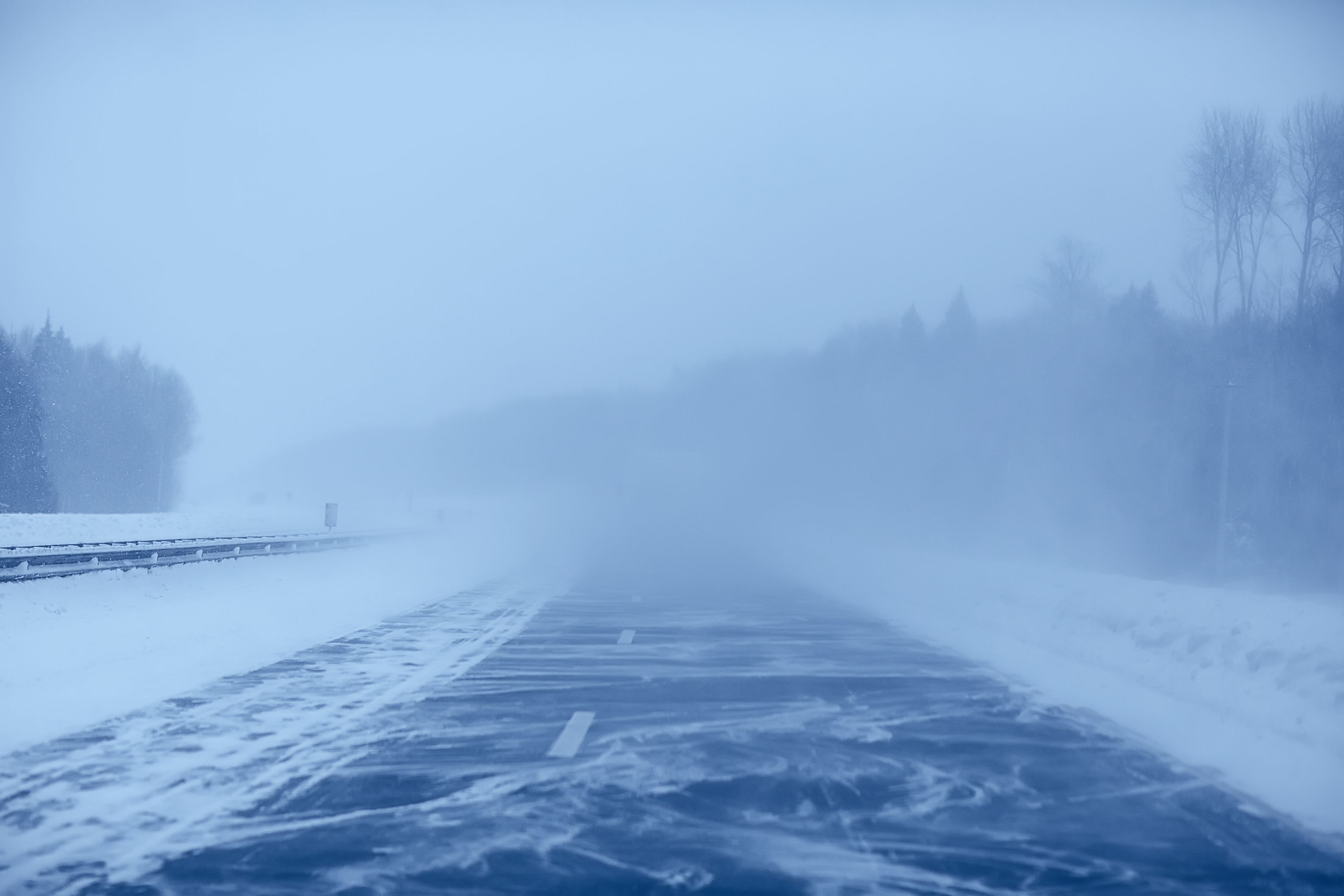 Whiteout conditions on motorway