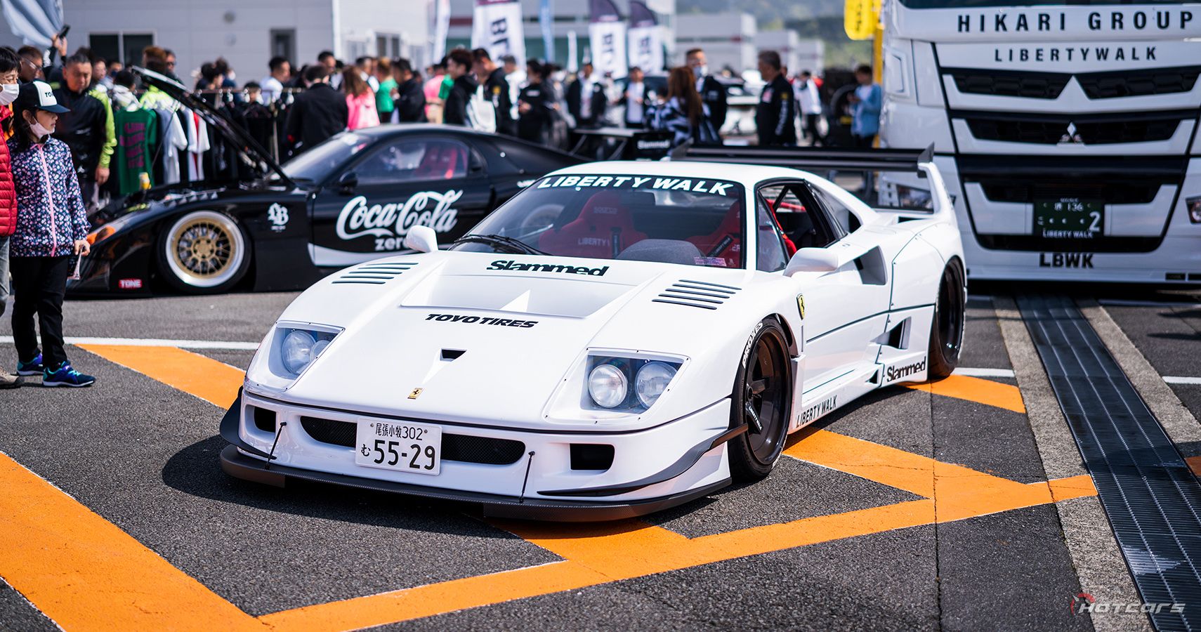 front 3/4 shot white Liberty Walk F40