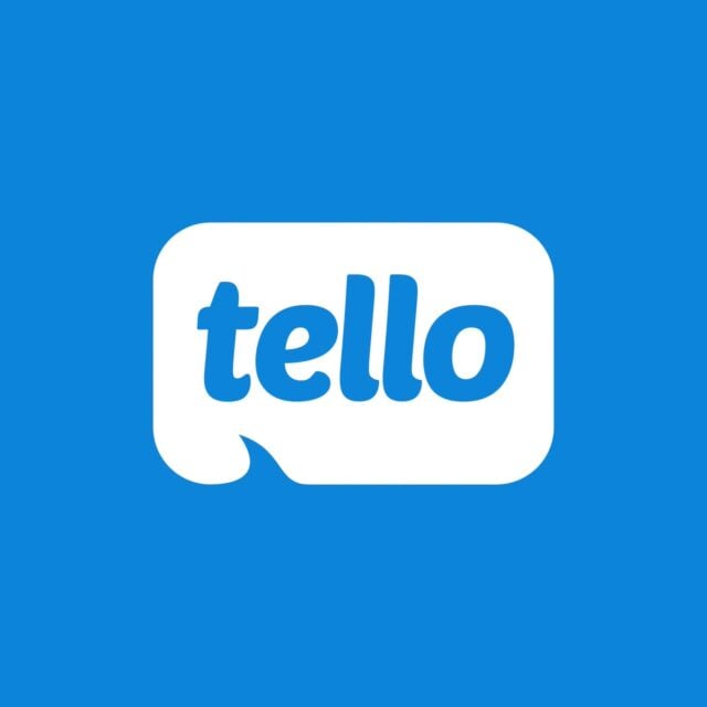 Tello Mobile logo in blue and white colors